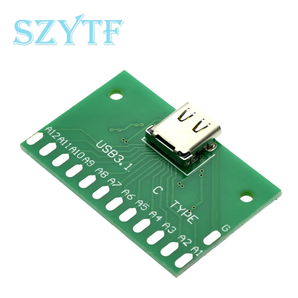 Adaptador de placa PCB de prueba USB 3,1, tipo C macho a hembra, conector tipo C 24P de 2,54mm para transferencia de Cable de línea de datos - imagen 3
