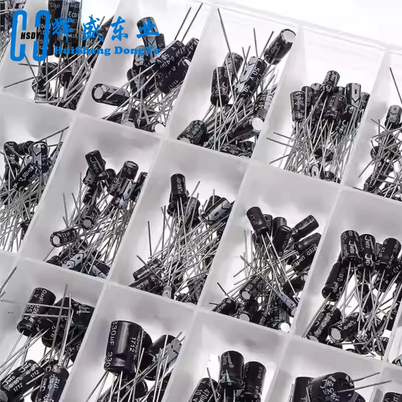 500 unids/lote 0,1 UF-1000UF 24 valores condensadores electrolíticos de aluminio 10-50 V mezcla de condensadores electrolíticos kit surtido y caja de almacenamiento - imagen 4