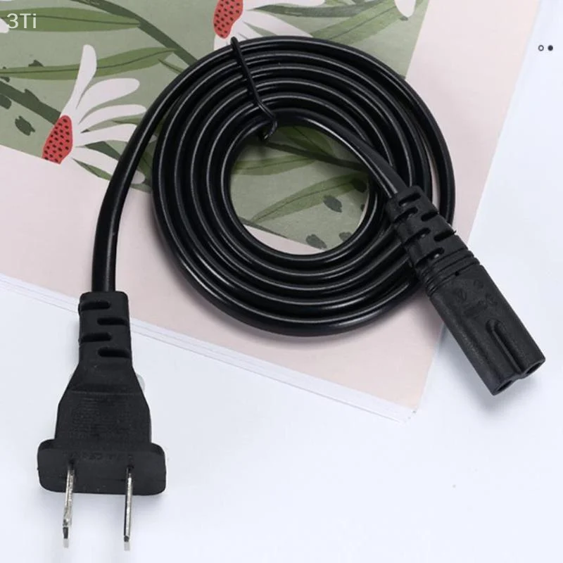 Cable de alimentación con enchufe estadounidense de 2 pines para dispositivos compatibles con figura 8, Cable eléctrico de 2 clavijas para cargador de ordenador portátil, altavoz de Radio y TV - imagen 4