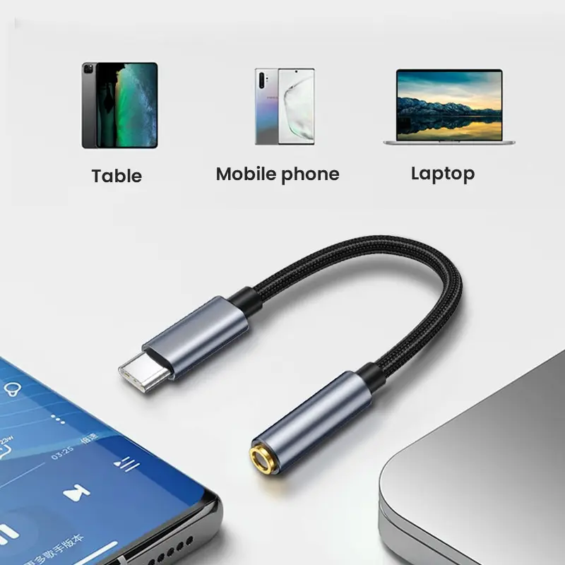NIERBO USB C a 3,5mm hembra adaptador de conector de auriculares tipo C a Aux adaptador Dongle de Audio para Samsung Galaxy iPad Pro Pixel - imagen 4