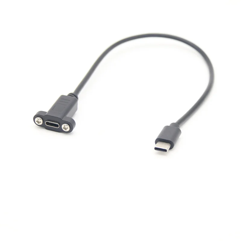 Cable de extensión USB2.0 C tipo C 3,1 macho a hembra con orificio de tornillo de montaje en Panel, espaciado de 17mm para instalación mecánica
