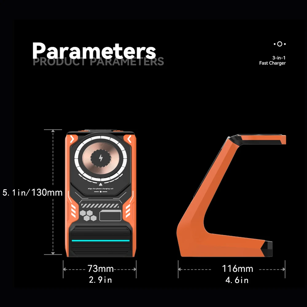 MagSafe-Soporte de teléfono multifunción con carga inalámbrica, 3 en 1, para iPhone, teléfono inteligente, compatible con Air Pods, estilo Apple iWatch Mecha - imagen 5