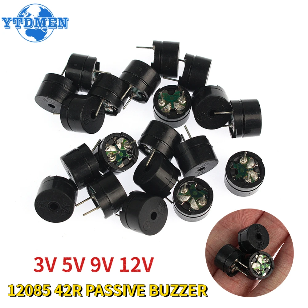 10/20 piezas 12085 zumbador pasivo 12mm x 8,5mm 42R resistencia 3V 5V 9V 12V en uso común Mini Kit de zumbador piezoeléctrico, para Arduino