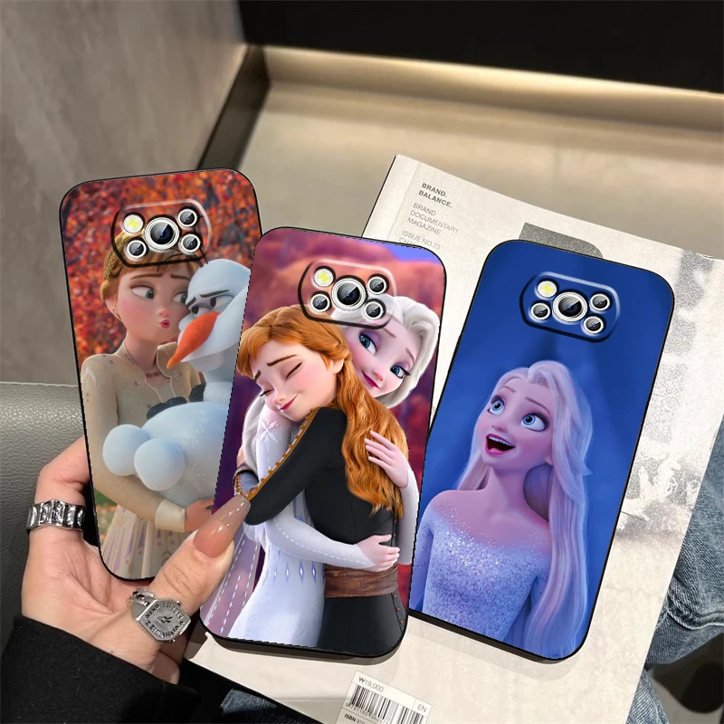 Funda de teléfono de Frozen The Snow Queen Elsa para Xiaomi Mi Poco F5 F4 F3 X6 X5 X4 X3 M6 M5S M4 M3 C65 Pro GT NFC 5G, color negro - imagen 3