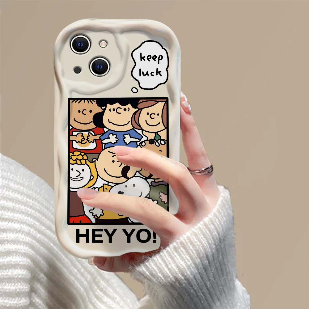 Funda bonita de Anime Snoopys 3D Wave para iPhone 15 14 13 12 11 Pro Max Mini X XR XSMAX 8 7 6S Plus, funda de silicona suave - imagen 5
