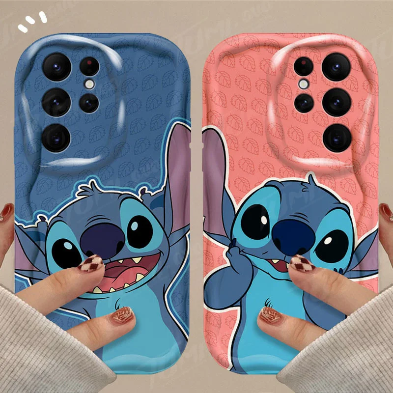 Funda de dibujos animados de Disney Stitch 3D Wave para Samsung Galaxy S24 Ultra S23 S22 Plus S21 S20 FE A25 A55 A35 5G Funda de silicona suave - imagen 2