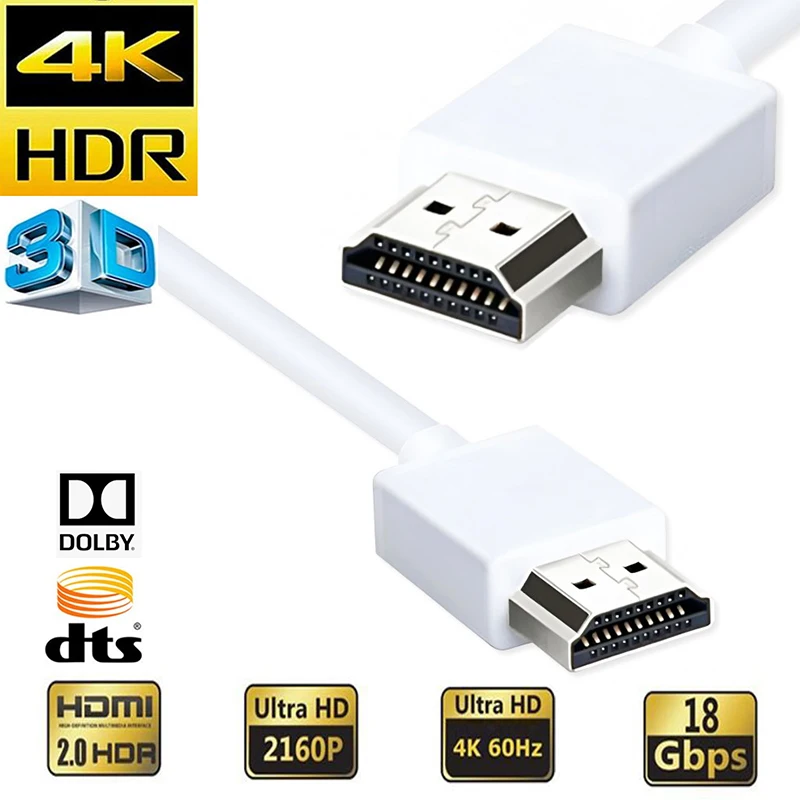 Cable HDMI corto 4K Cable HDMI 2,0 blanco con cable ethernet HDMI ARC CEC HDMI 2,0 para PS5 Xbox series X PS4 pro HDTV