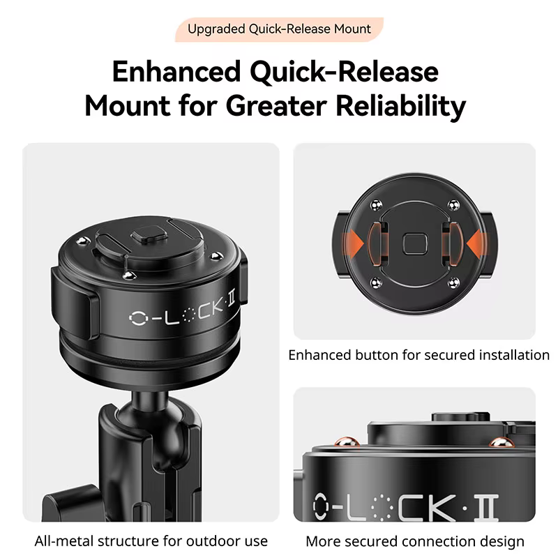 Ulanzi-Abrazadera para manillar de motocicleta, soporte de teléfono de liberación rápida para iPhone 15 Pro Max, O-LOCK II - imagen 3