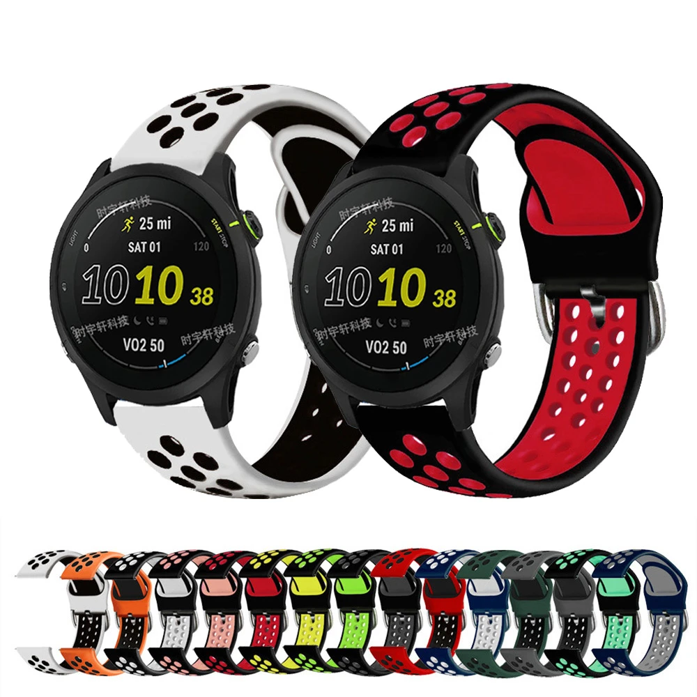 Correa de reloj de silicona de 22mm y 20mm para Garmin Forerunner 255 55 245/Venu 2 Plus SQ/Vivoactive 4 3, correa deportiva de repuesto