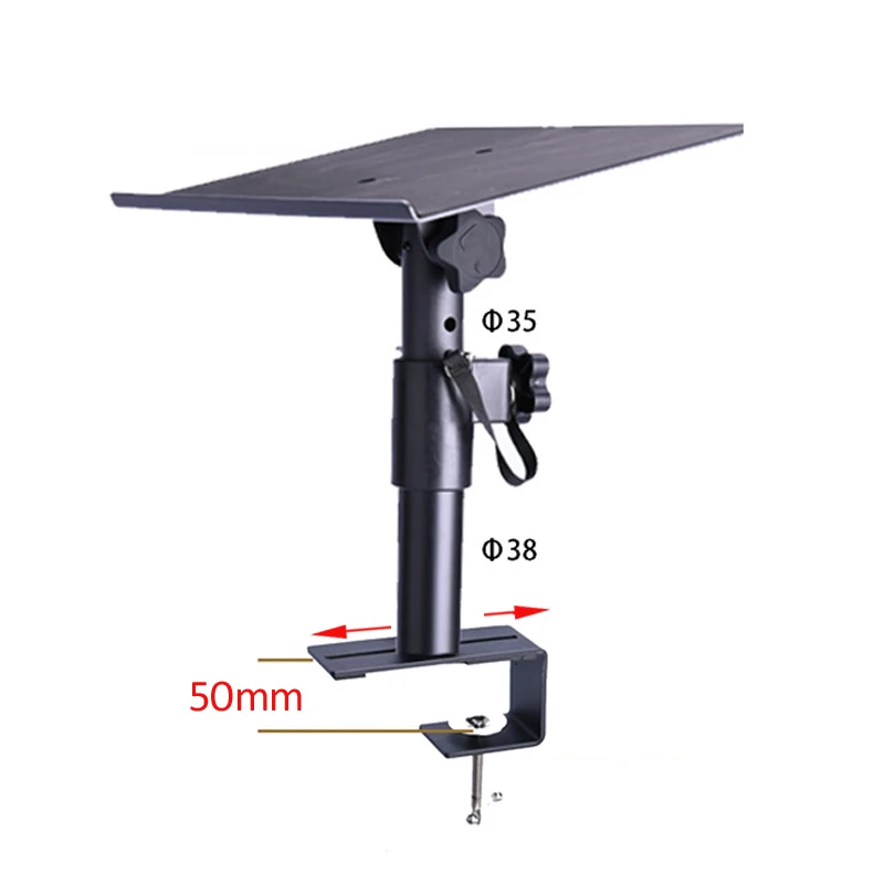 (1 pair=2pc) XP-07T height adjustable universal speaker desktop stand mount with tray 0-50mm with BIG clamp base move along base - imagen 2