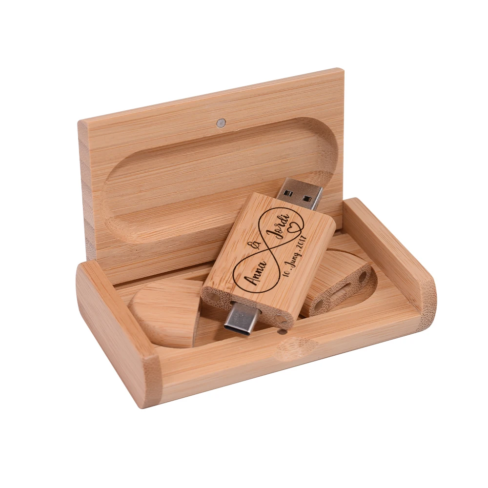 Unidad flash USB de bambú de madera personalizada 2 en 1 tipo C, controlador de pluma, Chips de madera, unidad de bolígrafo, colgante USB de 16GB, 32GB, 64GB, logotipo personalizado gratis - imagen 3