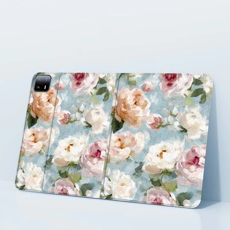 Pintura artística flores conejo para Xiaomi Redmi Mi Pad 2 4 5 6 6s 7 8 11 12,5 12,4 11,2 8,7 SE Pro Plus Max funda para tableta - imagen 4