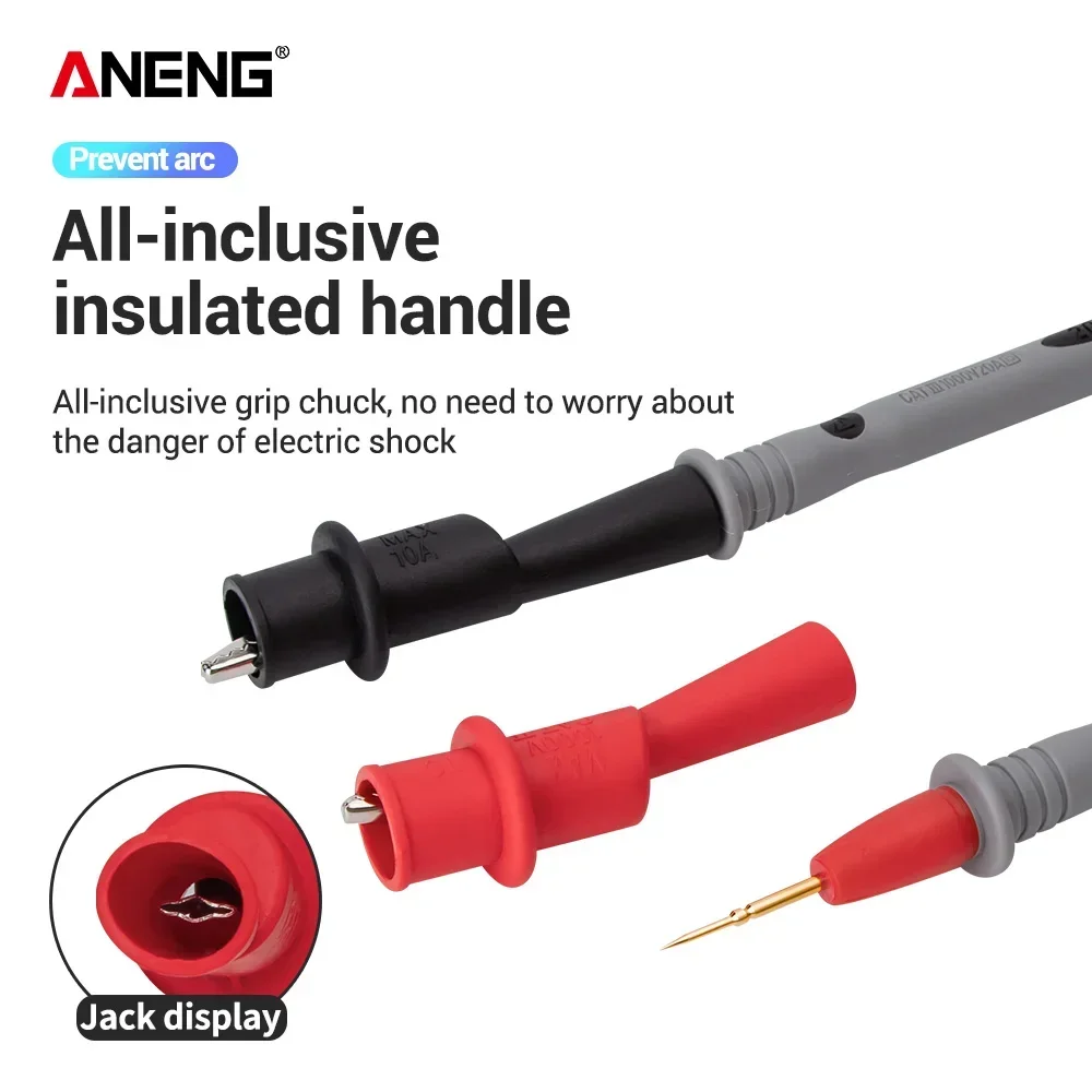 Cable de prueba para multímetro Digital PT1031, punta especial chapada en oro de 20A, cable de goma Slicon de 1000V, sonda de aguja afilada dorada retardante - imagen 5