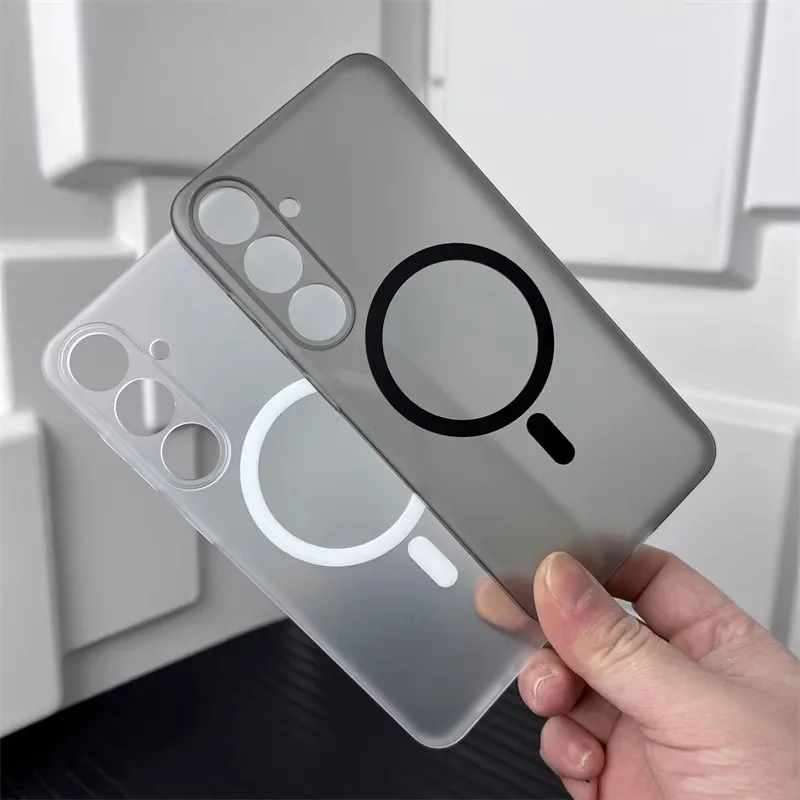Funda de carga inalámbrica magnética Magsafe, ultrafina, mate, transparente, para Samsung Galaxy S25 S24 S23 S20FE S22 Ultra Plus, funda dura para PC - imagen 4