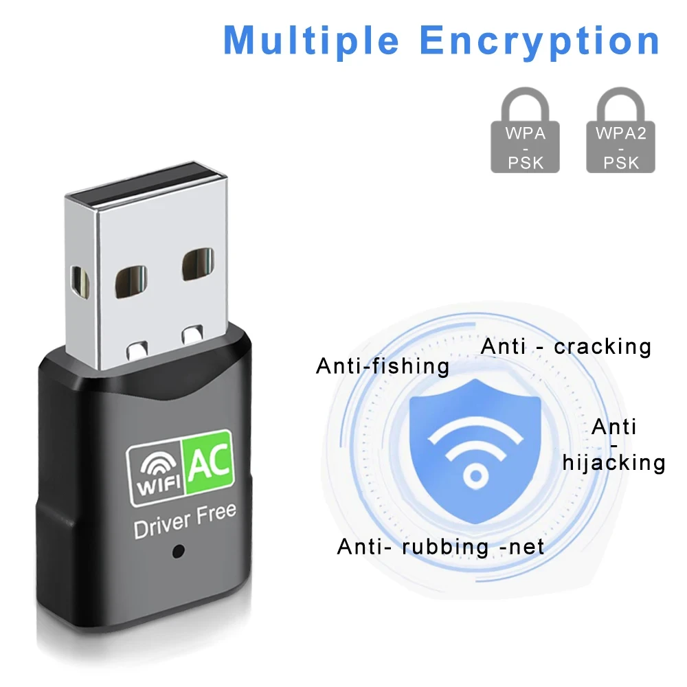 Adaptador WiFi USB 3,0 de 600Mbps, banda Dual, controlador gratuito de 2,4G y 5,8 GHz, tarjeta de red inalámbrica para ordenador de escritorio y portátil, receptor Wifi - imagen 4