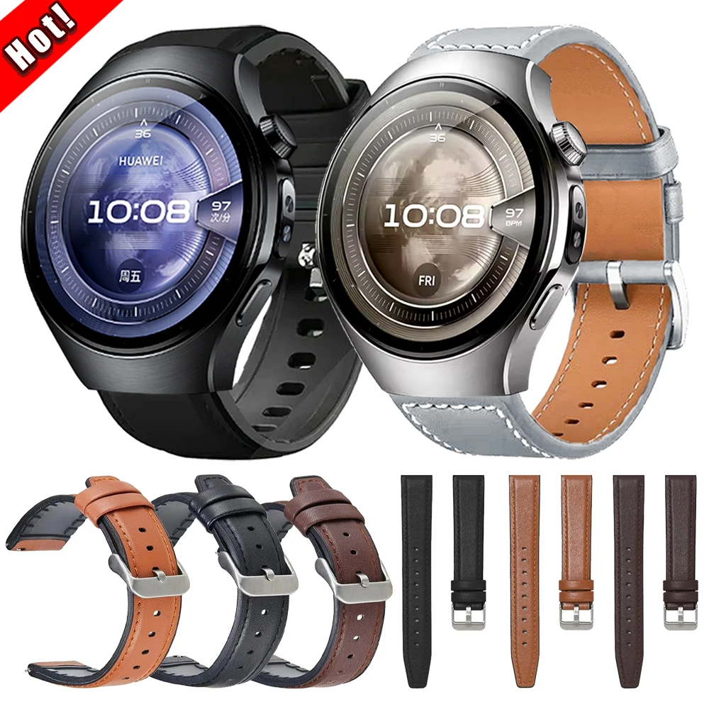 Correa de cuero * silicona de 22mm para HUAWEI WATCH GT 5 Pro GT5 4 3 pulsera deportiva HUAWEI WATCH 4pro 5 46mm Buds Runner reemplazar bandas