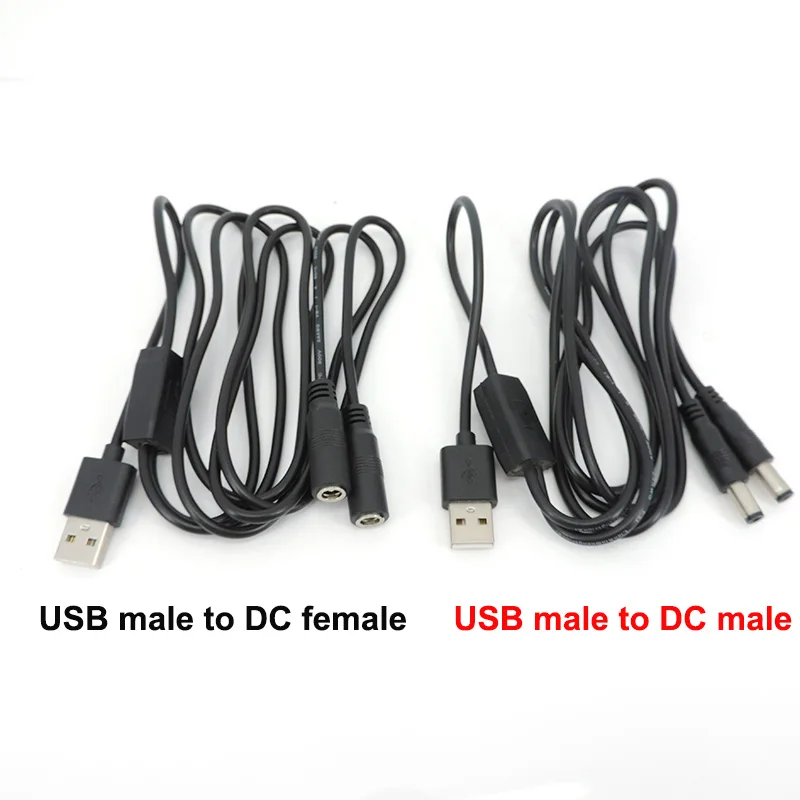 1M USB 2,0 macho a 2 vías DC macho hembra fuente de alimentación conector divisor Cable adaptador 22awg 3A A07 - imagen 2