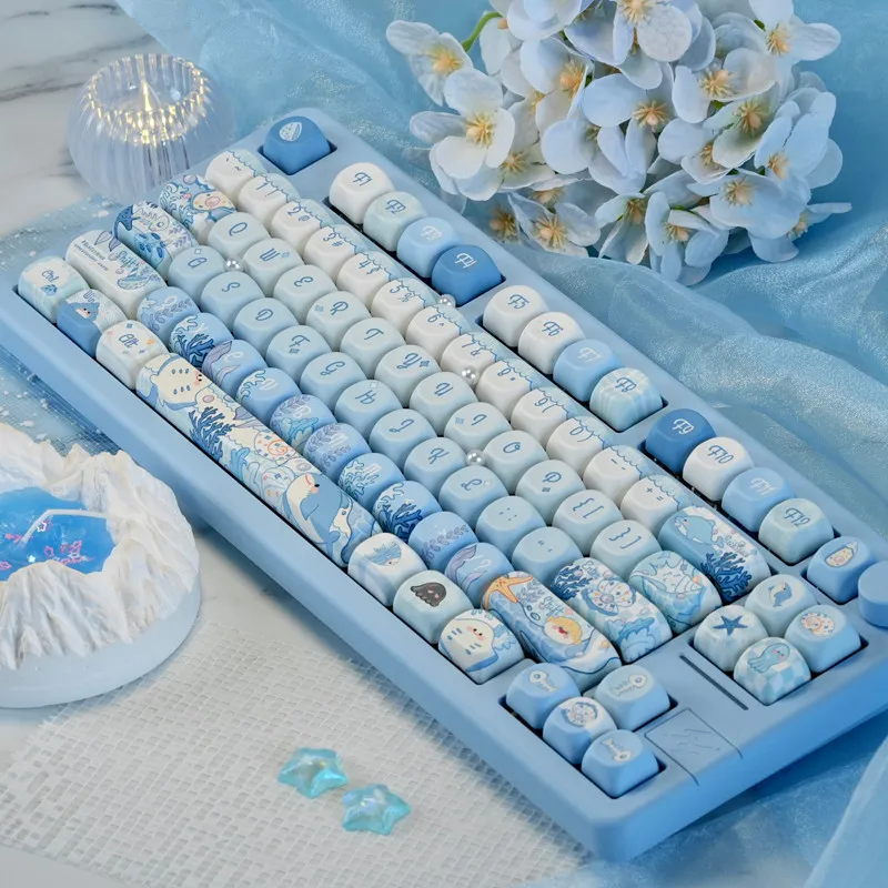 Teclas Underwater World, Material PBT azul, perfil MOA, teclas de sublimación de tinte para interruptores MX, teclado mecánico para jugadores - imagen 4
