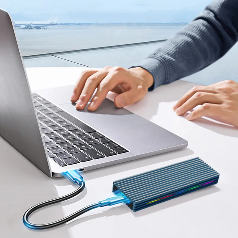 UTHAI M. Carcasa de disco duro portátil de aleación de aluminio y Metal, carcasa de estado sólido USB 3,1, Protocolo NGFF, tipo C, con luz RGB, 2 unidades - imagen 5