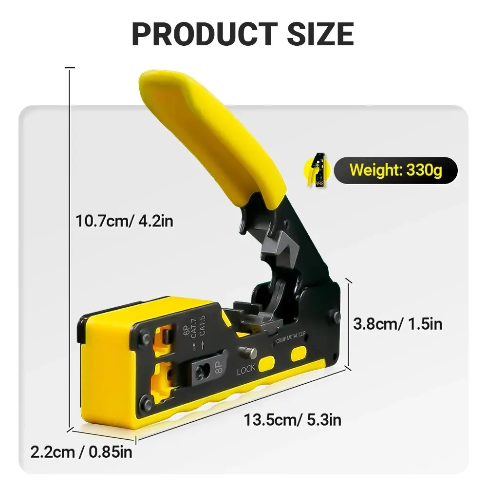 AMPCOM engarzador tipo EZ RJ45 con juego de herramientas de tira de alambre, Cable Modular para engarzar/cortar red CAT8/7/6A/6/5E STP/UTP RJ11 y TEL/12 - imagen 5