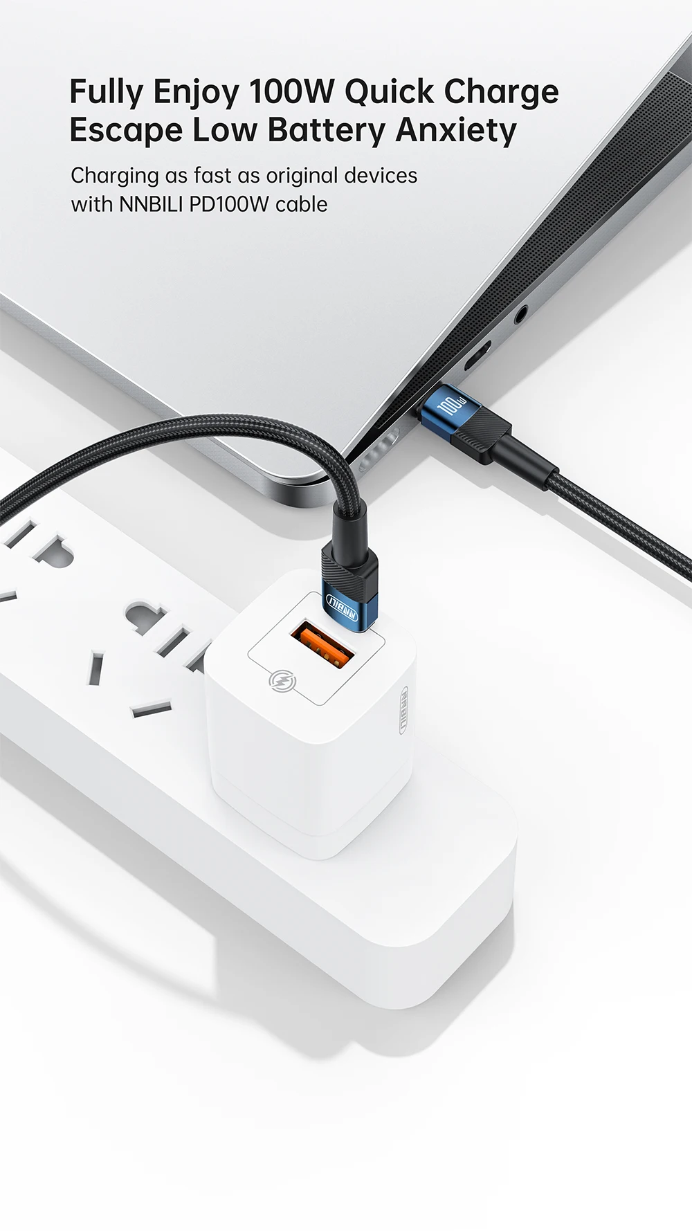 NNBILI Cable USB tipo C a USB C 100W PD 3,0 carga rápida 4,0 Cable de carga rápida tipo C a tipo C para Macbook Samsung Xiaomi ﻿ - imagen 2