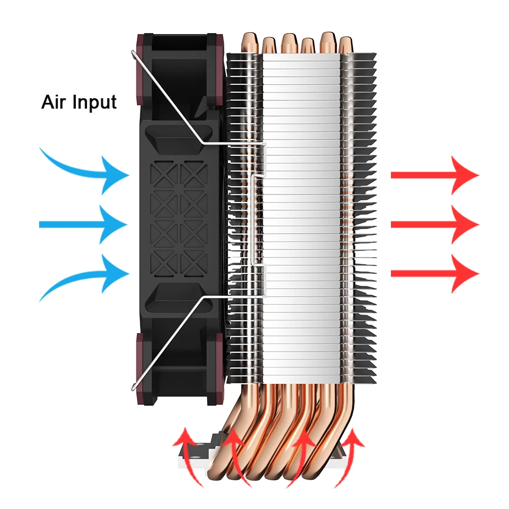 Aigo CPU Cooler 6 tubos de calor 4 pines PWM RGB ventilador 120MM PC disipador de calor silencioso para Intel LGA 1700 1200 1150 1151 ventilador de refrigeración de CPU - imagen 3