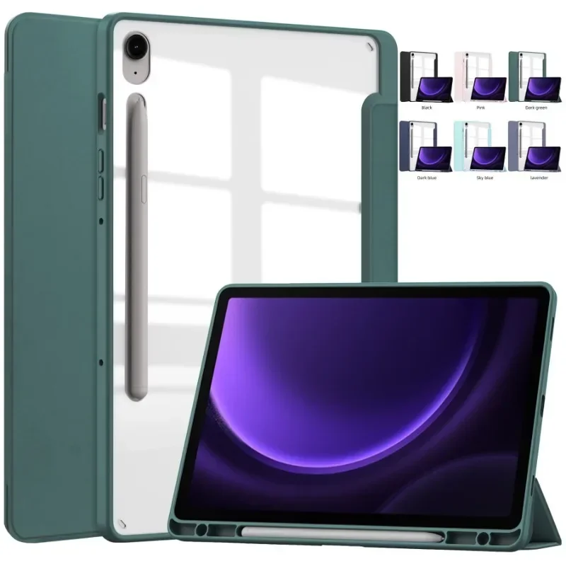 Para Samsung Galaxy Tab S9 FE + Funda 10,9 12,4 pulgadas 2023 transparente parte trasera de PC dura para Funda Tab A9 S9 FE Plus 12 4 S10 FE Tablet