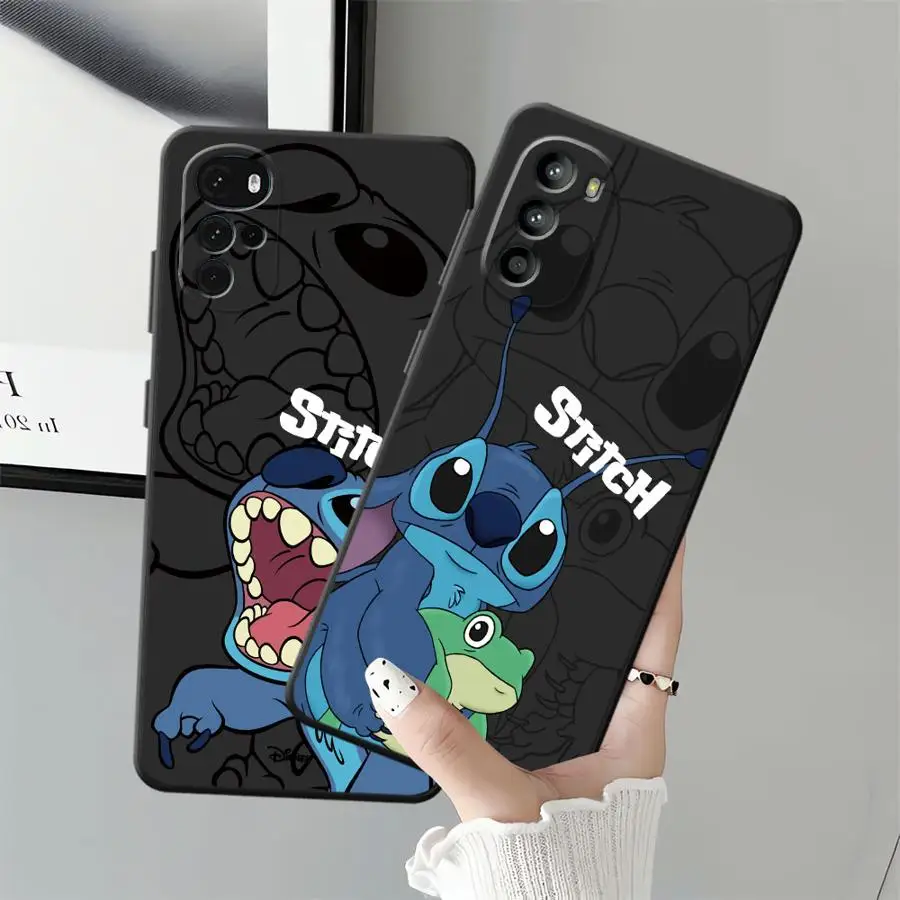 Funda de teléfono suave negra de dibujos animados de Disney Stitch para Motorola Mot G60s G51 G73 G53 G30 G22 Edge40 G60 G52 G71 G32 Edge 20 Pro - imagen 2
