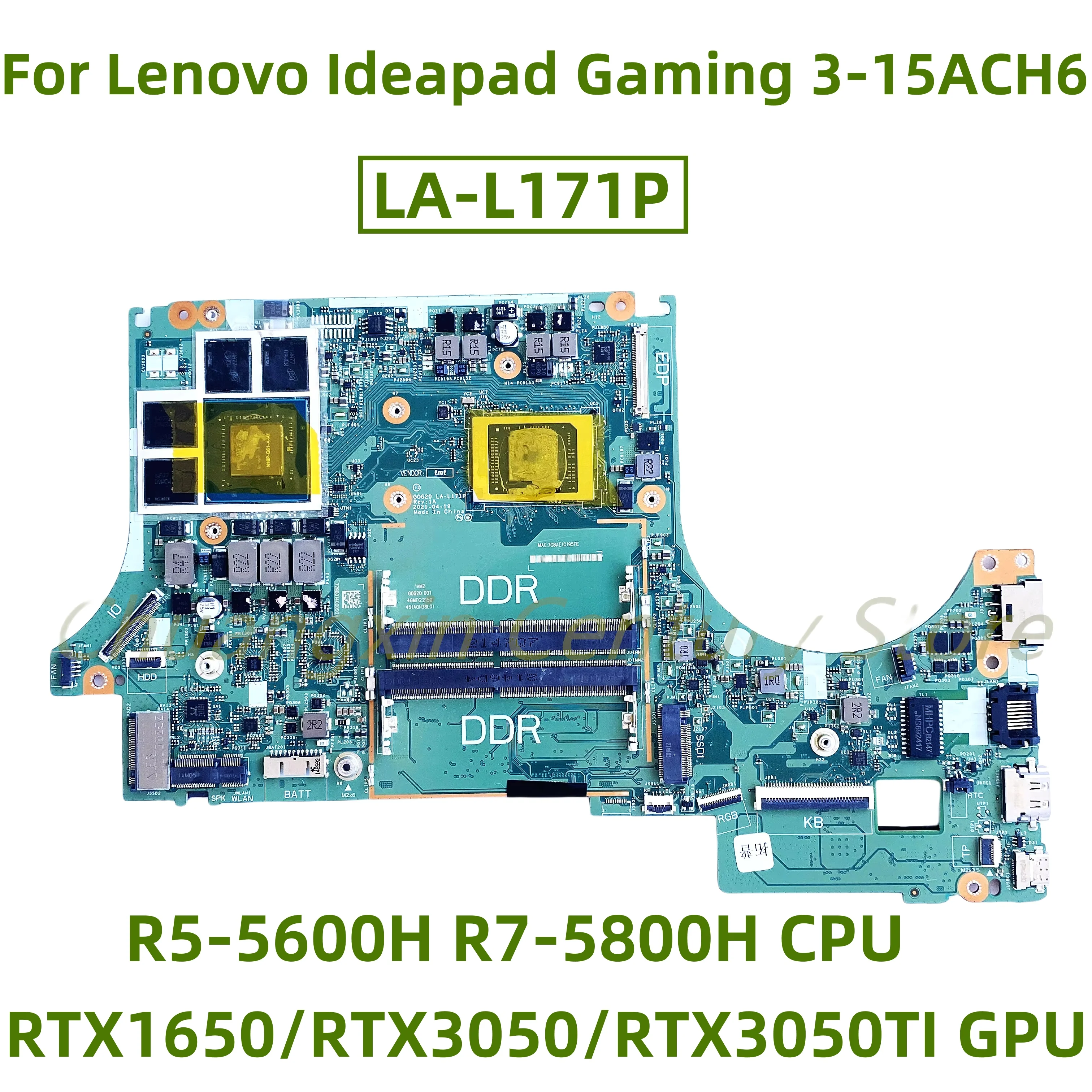 Placa base LA-L171P para portátil Lenovo Ideapad Gaming 3-15ACH6 con R5-5600H R7-5800H CPU RTX1650/RTX3050 GPU