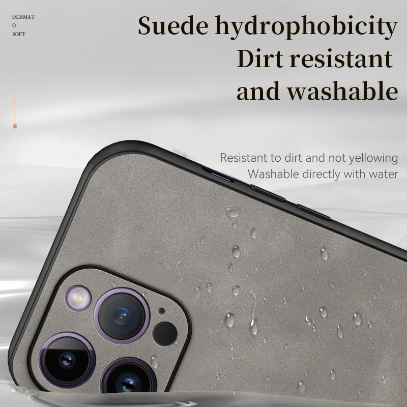 Funda suave de cuero con textura de piel de oveja PU para iPhone 17 Air 16E 16 15 14 13 12 11 Pro Max Mini Plus, funda de teléfono mate a prueba de golpes - imagen 3