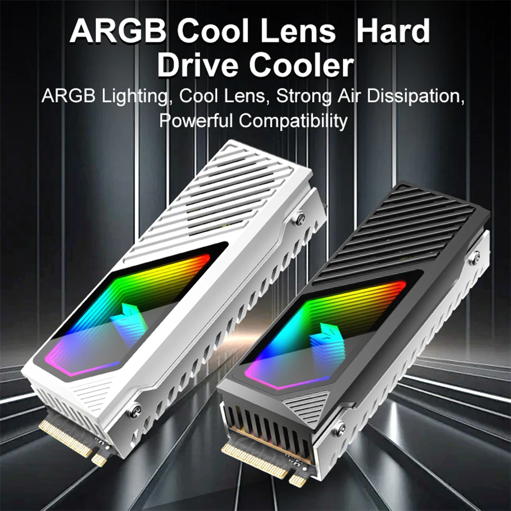 Disipador de calor M.2 2280 SSD, radiador de aleación de aluminio, ventilador incorporado, 5V, 3 pines, ARGB, unidad de estado sólido, enfriador, radiador M.2 para M.2 2280 - imagen 2
