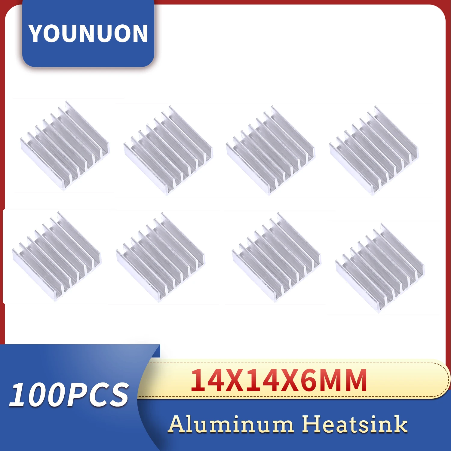 YOUNUON Disipadores de calor aluminio plateado 14x14x6mm - imagen 3