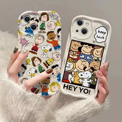 Funda bonita de Anime Snoopys 3D Wave para iPhone 15 14 13 12 11 Pro Max Mini X XR XSMAX 8 7 6S Plus, funda de silicona suave