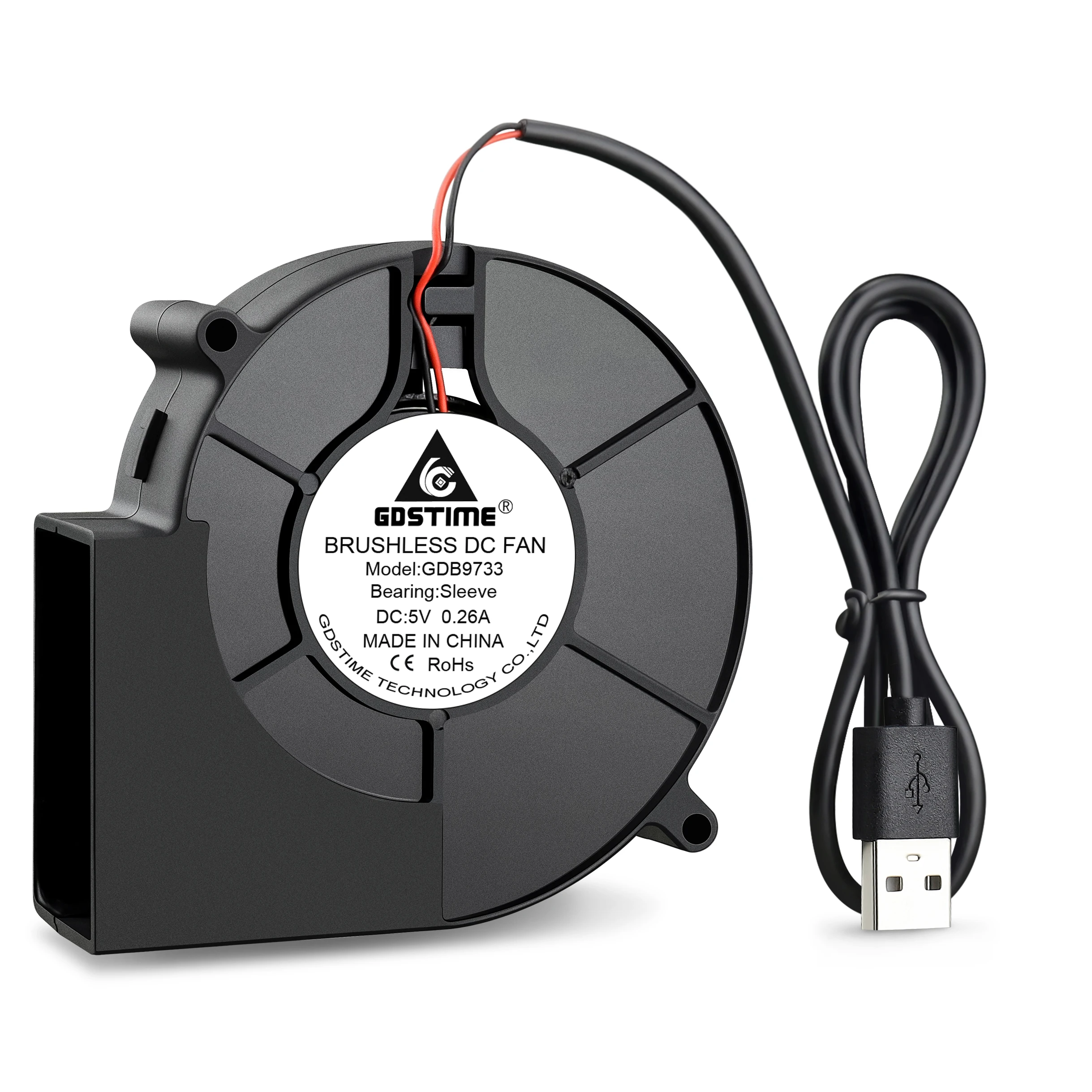 Gdstime-ventilador Turbo de alto volumen de aire, ventilador Industrial portátil de 90mm, centrífugo silencioso, DC 5V, USB, 97x33MM, 9733 - imagen 4