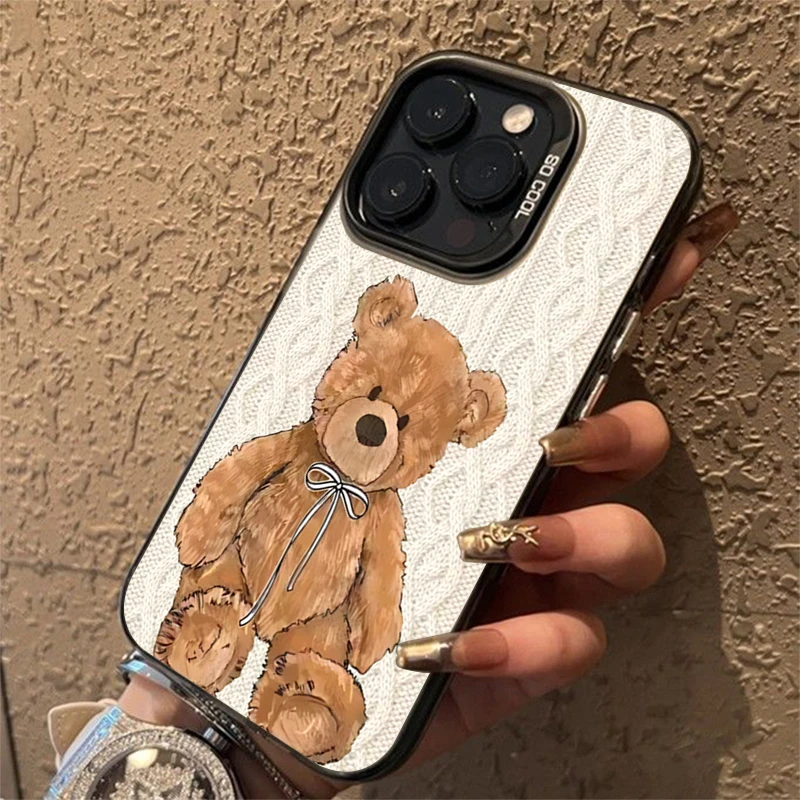 Funda de teléfono plateada con diseño cálido de oso tejido para Xiaomi Redmi Note 14 Pro Plus 5G 14 13 12 11 10 Redmi 13 12 15C 14C 13C 4G - imagen 5