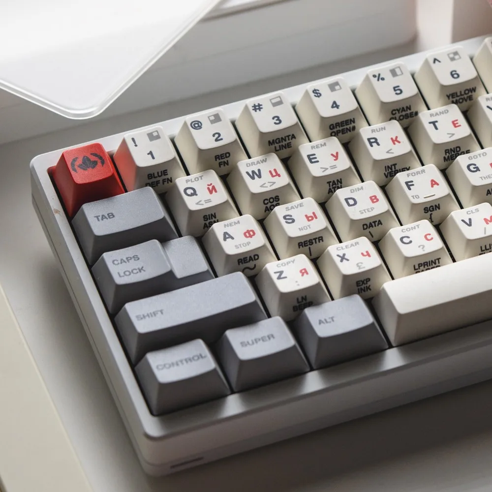 Teclas Retro rusas con grabado lateral, perfil de cereza PBT, 145 teclas, accesorios de juego, ergonomía, teclas mecánicas talladas frontales, regalo - imagen 2