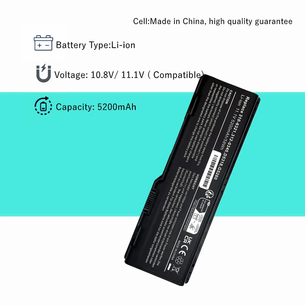 D5318 batería del ordenador portátil para Dell Inspiron E1505n 6000 E1705 XPS M1710 9200 9300 9400 C5974 F5635 G5260 G5266 U4873 GG574 - imagen 3