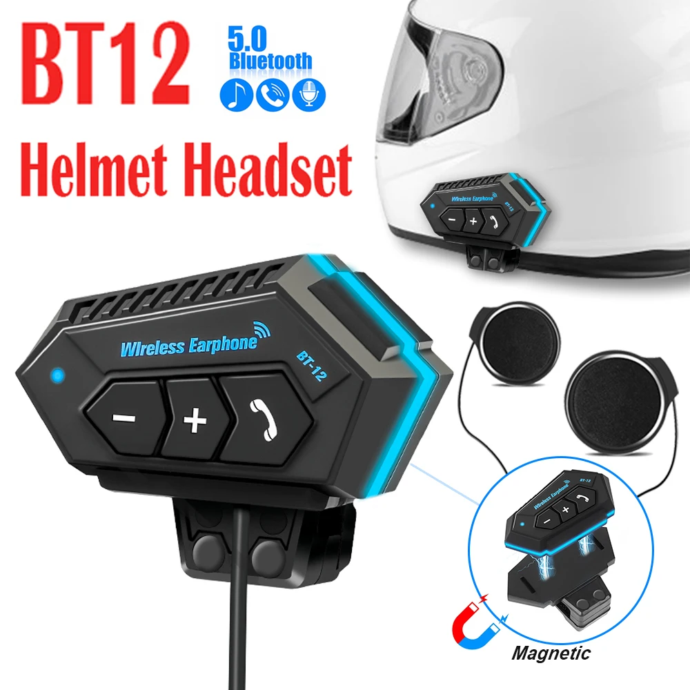 BT12-auriculares para casco de motocicleta, Kit de llamada con manos libres, estéreo, antiinterferencias, reproductor de música resistente al agua, altavoz, auricular inalámbrico - imagen 2
