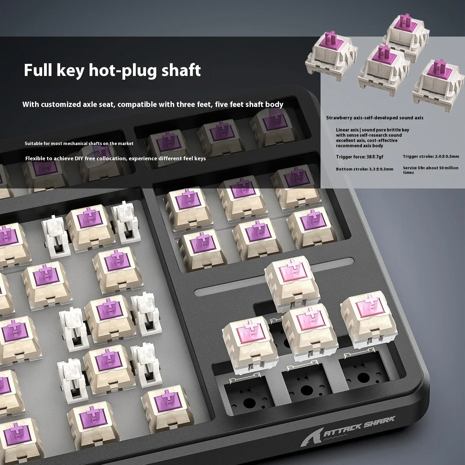 Teclado mecánico Attack Shark X87, inalámbrico, Bluetooth, Rgb, triodo, Esports, teclado para juegos con grabado lateral, periféricos de ordenador - imagen 2