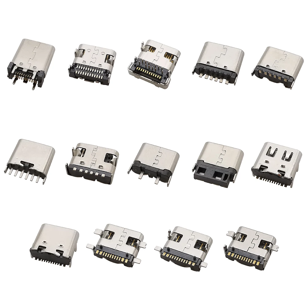 10 Uds conector hembra USB tipo C 2 6 16 24 pines conector de puerto de carga SMD DIP para PCB adaptador de reparación DIY tipo C - imagen 2