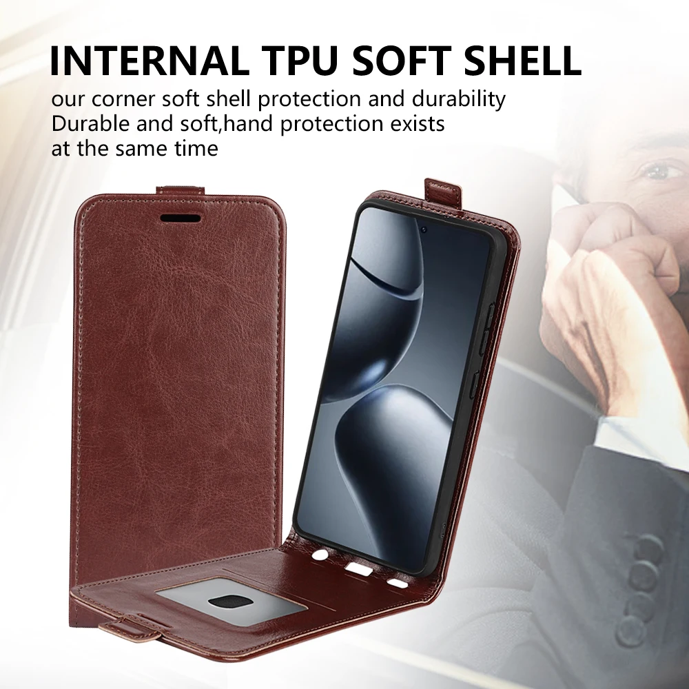 Para Xiaomi 15T Pro Funda de cuero con tapa funda suave cartera Vertical ranura para tarjeta de crédito de cuero para Xiaomi 15T Pro - imagen 3