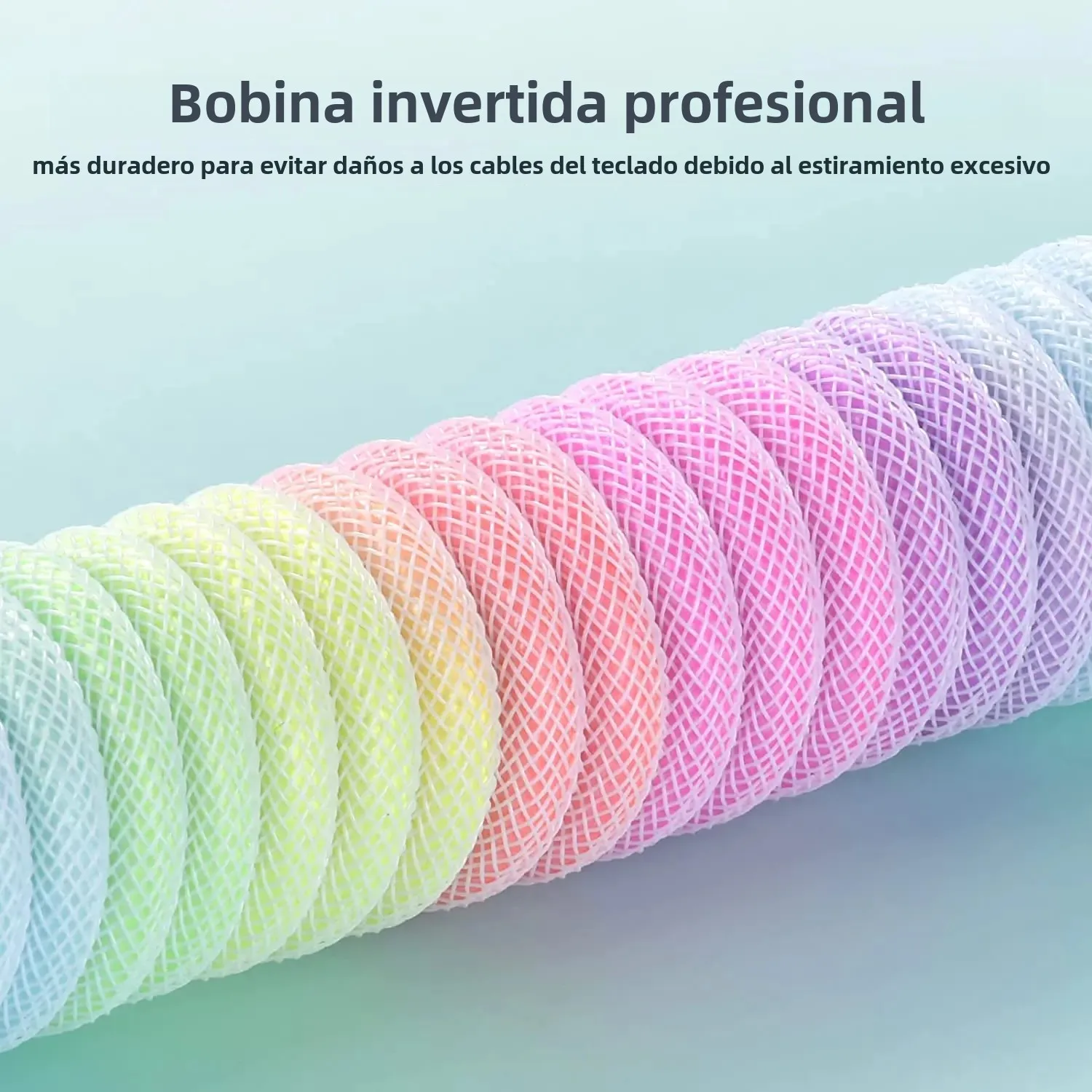 Cable de teclado en espiral de iluminación Cable USB C con línea RGB Cable de teclado mecánico Cable de teclado de aviador de doble manga - imagen 3