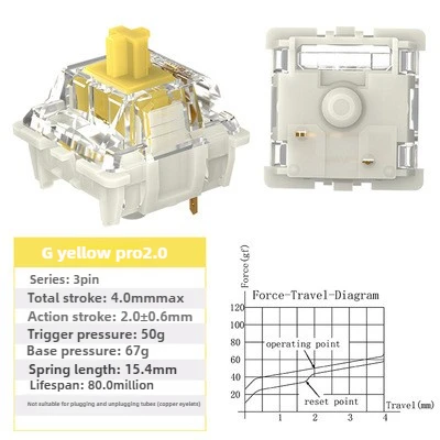 Interruptor de teclado mecánico Gateron eje de teclado mecánico eje de intercambio en caliente cuerpo G rojo amarillo plata PRO3.0 - imagen 3