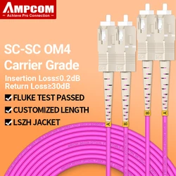 Cable Fibra Óptica AMPCOM OM4 SC-SC Multimodo 50/125 40Gbps Dúplex