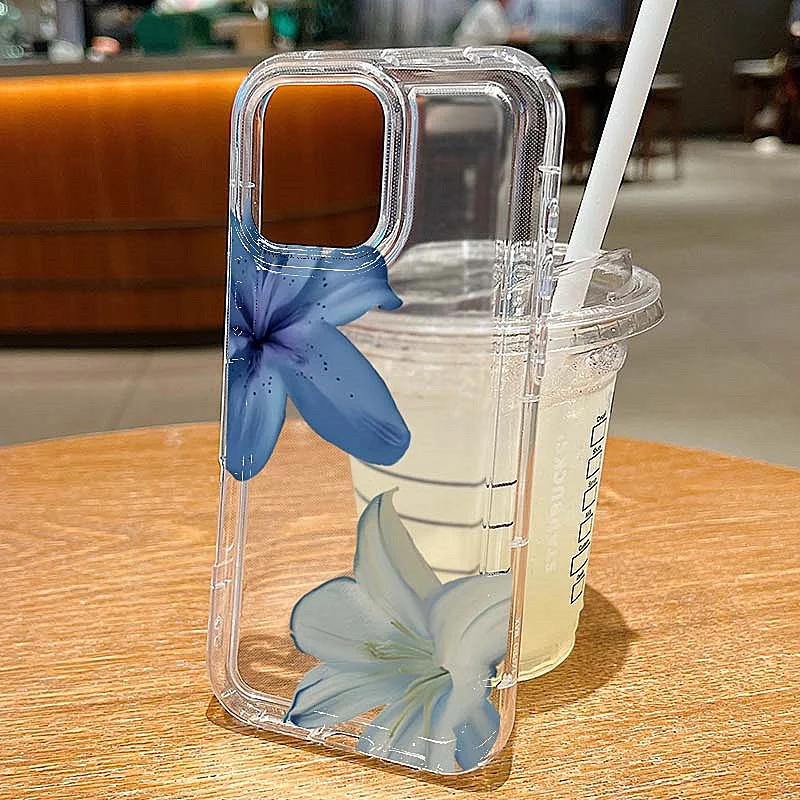 Para Xiaomi Redmi Note 13 12 Pro Plus 5G 12S 11S 11 10 S elegante patrón de lirio azul fundas transparentes de TPU para Redmi 14C 4G - imagen 5