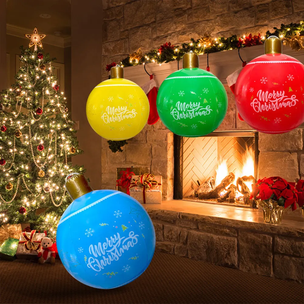Bola de Navidad inflable de PVC de 24 pulgadas, decoraciones navideñas para exteriores, adornos navideños de Año Nuevo, decoración para patio de vacaciones, césped y porche - imagen 3