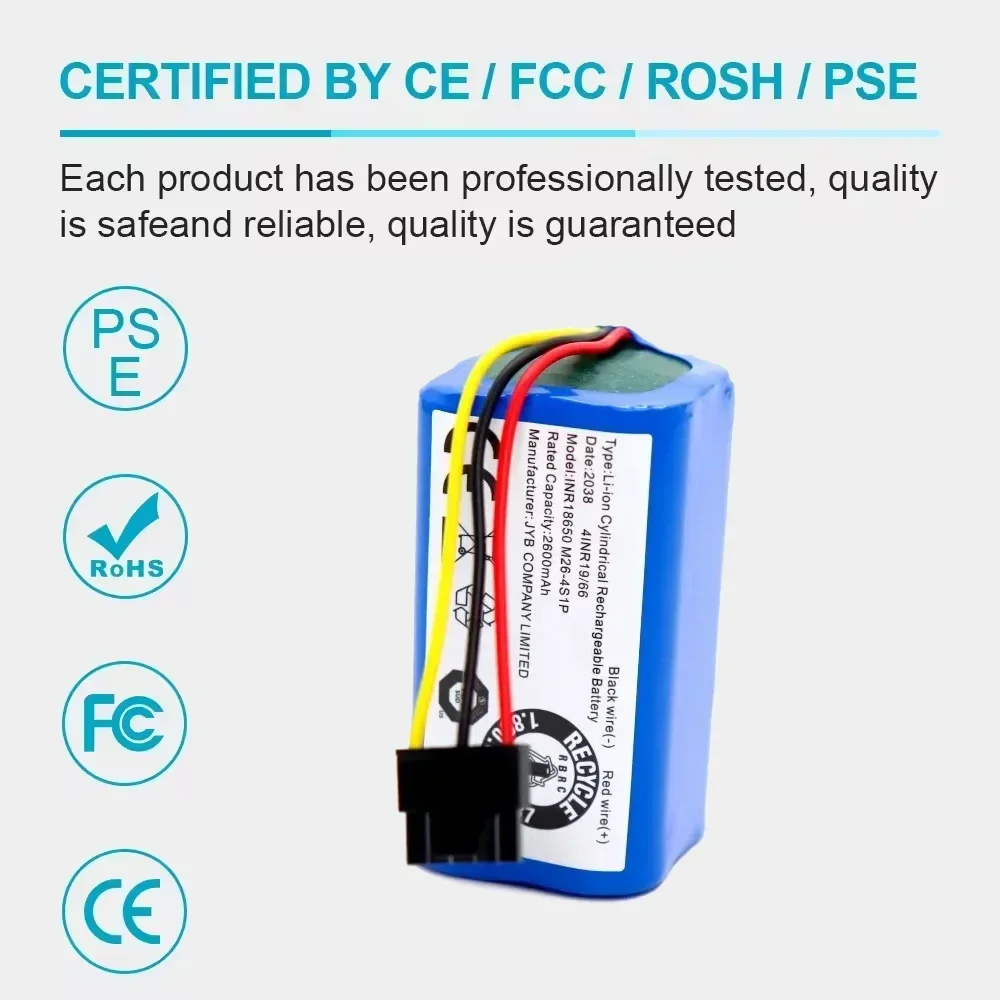 Batería de 14,4 V/14,8 V 2600mAh para aspiradora Xiaomi Mi Home 3C edición mejorada/Mi Robot aspirador 2 Lite/C103/E10C batería - imagen 4