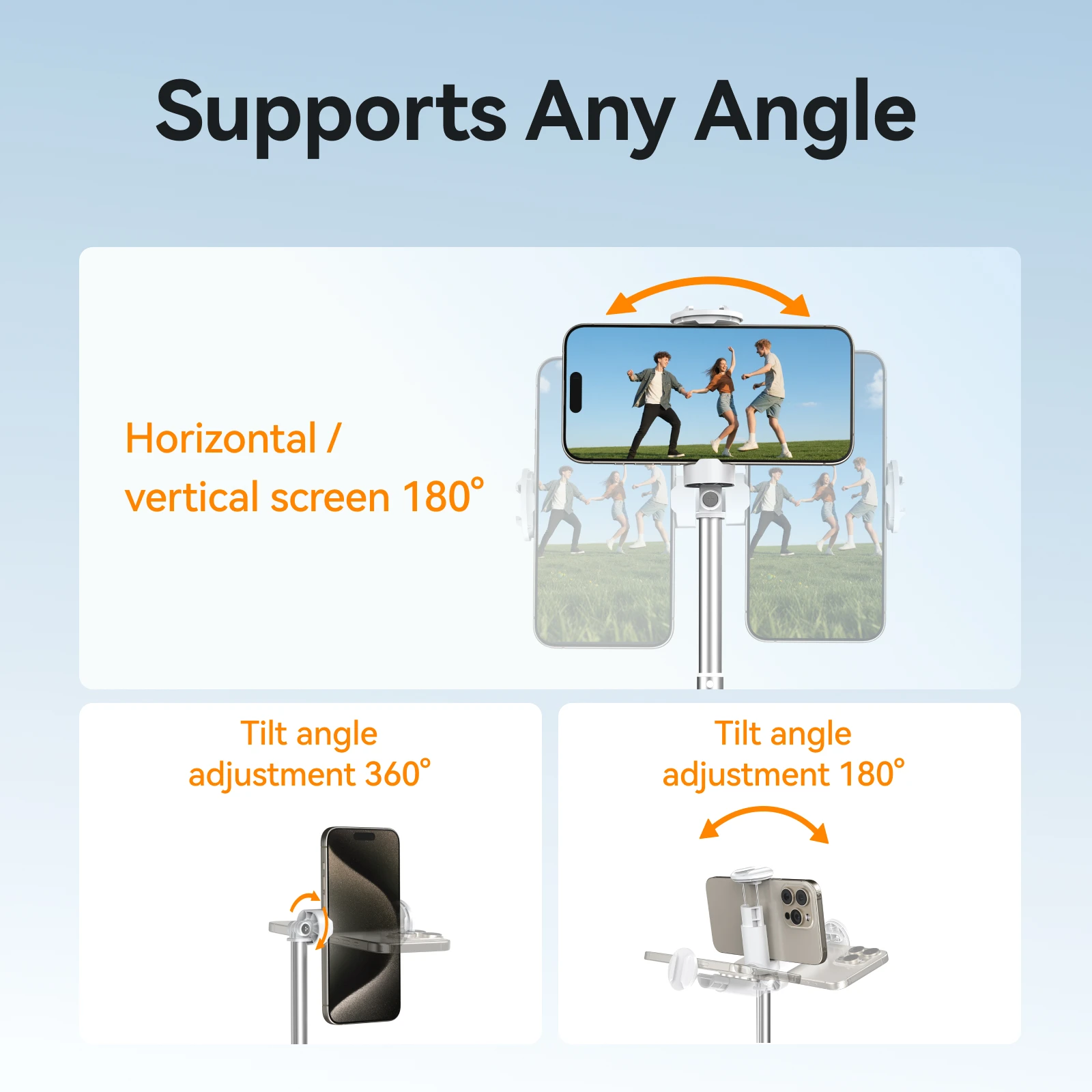 Palo selfie con trípode con apertura automática TELESIN 1,7M 360 °   Control remoto inalámbrico del palillo selfie de la rotación ajustable para el teléfono elegante - imagen 5