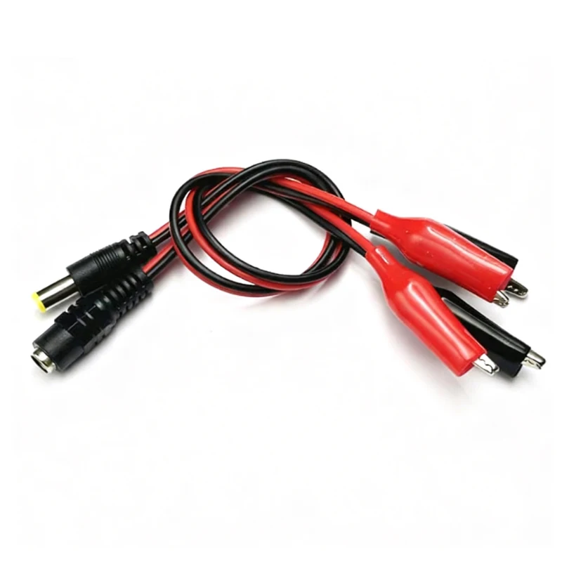 1-5 piezas 2 pinzas de cocodrilo a 1 adaptador de conector de clavija de alimentación CC macho o hembra cable de 25CM CC 5,5*2,1mm Clips cables de prueba de cocodrilo - imagen 3