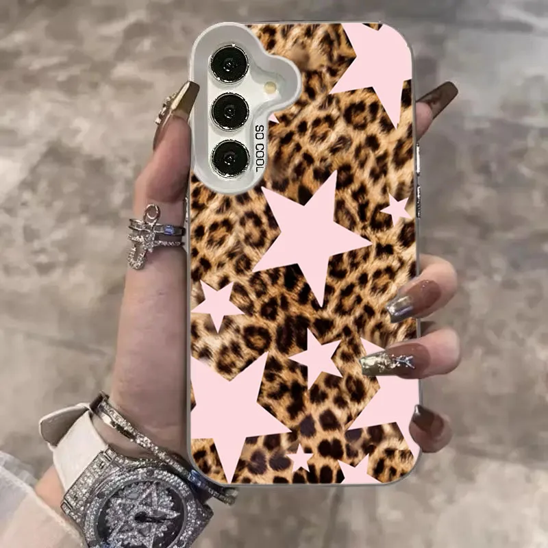 Funda de teléfono con estampado de leopardo y estrella rosa para Samsung Galaxy A16 A15 A14 A26 A25 A24 A36 A56 S25 S24 S23 S21 FE S22 Ultra Plus 5G - imagen 2